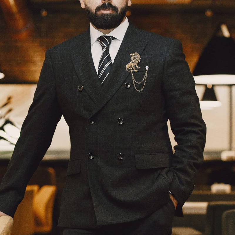 XUN Zhe Vintage Animal Tassel Chain Lapel Pin for Men Women - Punk, Buck, Suit, Tie - Deer, Ram, Owl Rhinestone Collar Chain Pin for Boyfriend Gifts - Image 5